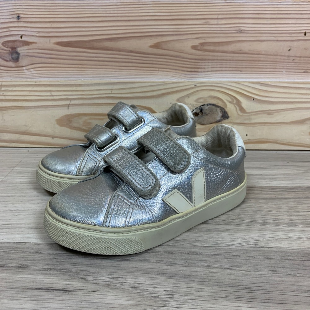 Veja Esplar Sneakers Kids Size 12 Silver Metallic Leather Low Top